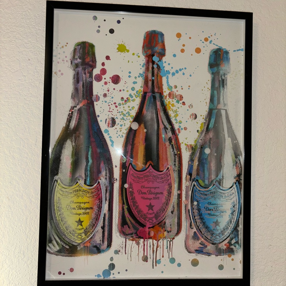 Don Perignion unique bottle frame. Probably around 3x2 but I need to measure it